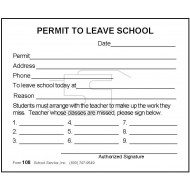 108 - Permit to Leave School