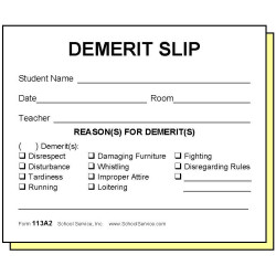 113A2 - Two-Part Demerit Slip