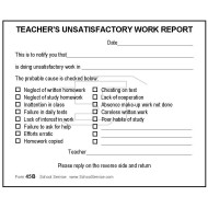 45B - Teacher's Unsatisfactory Work Report