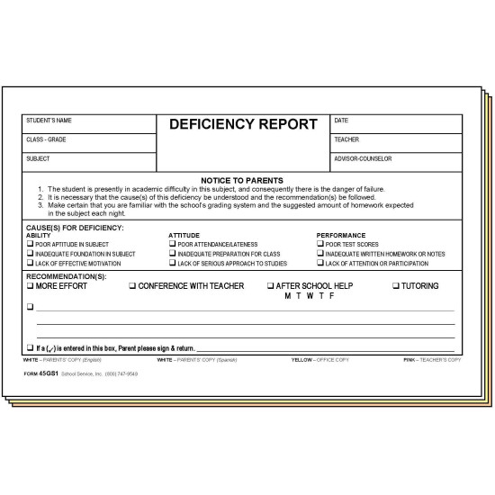 45GS1 - Deficiency Report - Bilingual