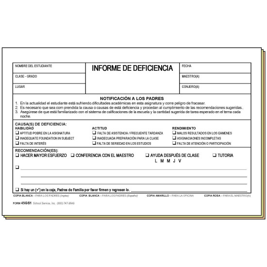 45GS1 - Deficiency Report - Bilingual