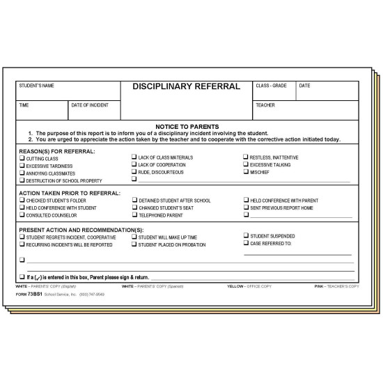 73BS1 - Disciplinary Referral - Bilingual