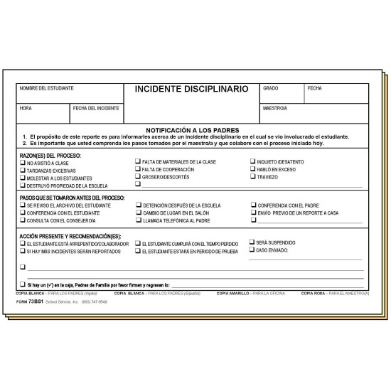 73BS1 - Disciplinary Referral - Bilingual