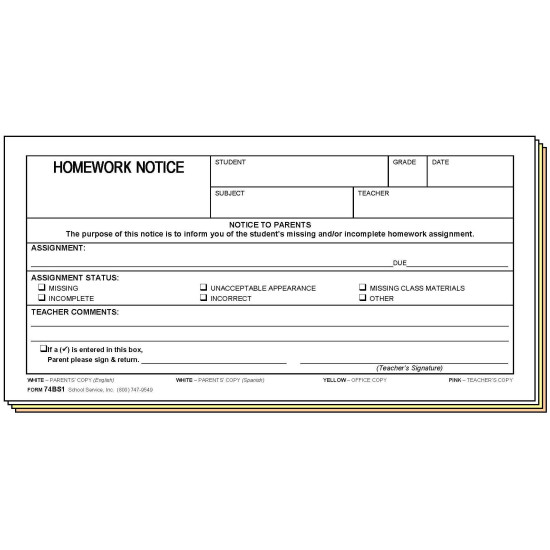 74BS1 - Homework Notice - Bilingual