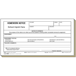 74BS1 - Homework Notice - Bilingual w/School Imprint