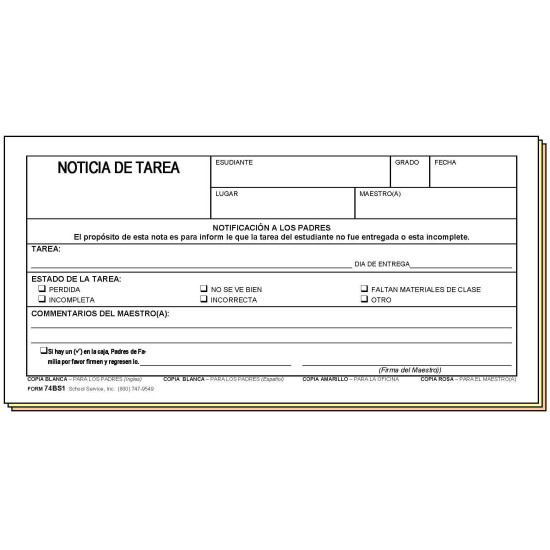 74BS1 - Homework Notice - Bilingual