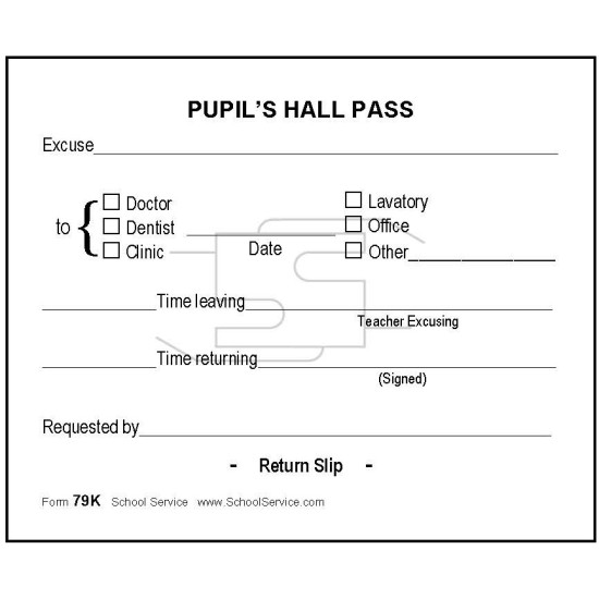 79K - Pupil's Hall Pass