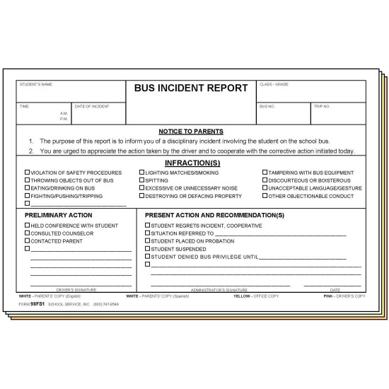98FS1 - Bus Incident Report - Bilingual