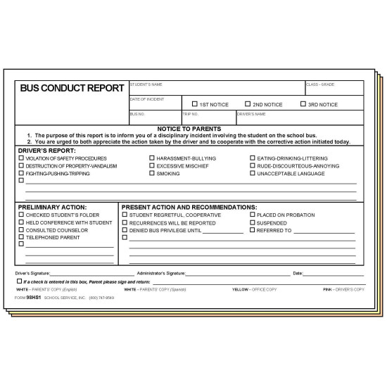 98HS1 - Bus Conduct Report - Bilingual