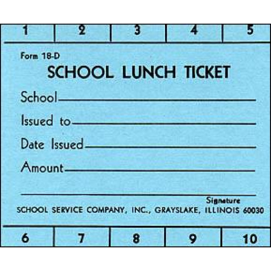 18D - 10 Punch School Lunch Ticket