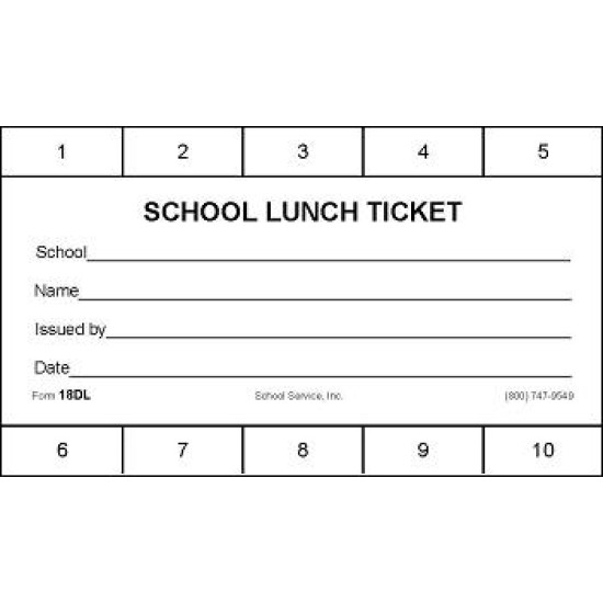 18DL - Large 10 Punch School Lunch Ticket
