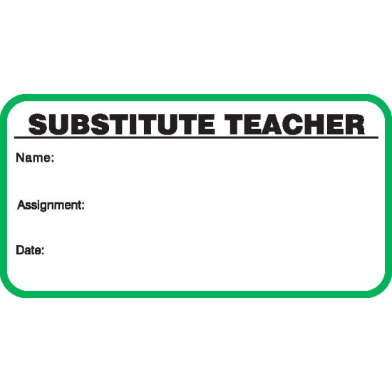 706 - Stock Substitute Teacher Label Badges Book