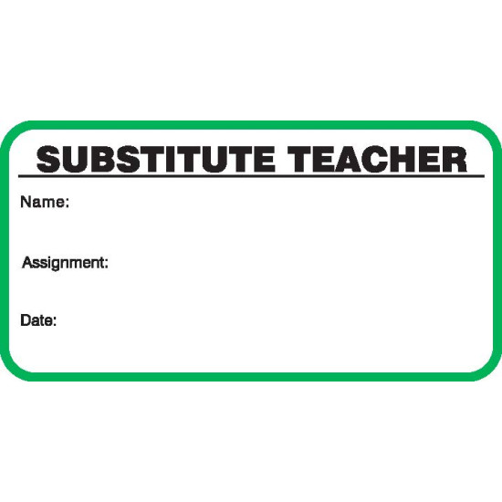 706 - Stock Substitute Teacher Label Badges Book 706 - Stock Substitute Teacher Label Badges Book