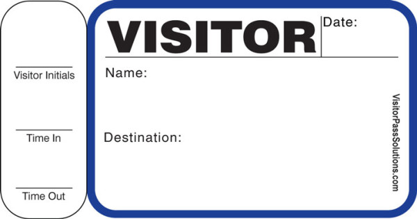 716 - Stock Visitor Label Badges Book with Side Sign-Out Stub