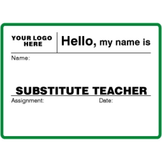 756 - Large Substitute Teacher Label Badges Book