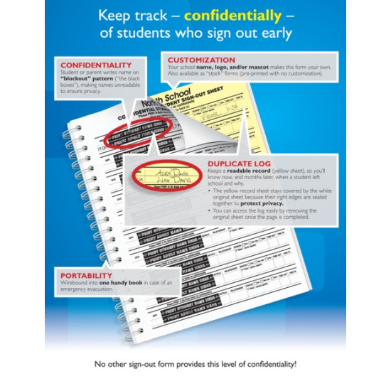 109-SK - Stock Confidential Student Sign-Out Book