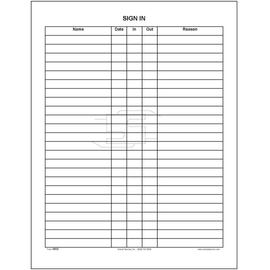101C - Sign-in Sheet