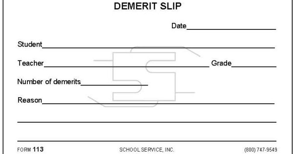 113 - Demerit Slip