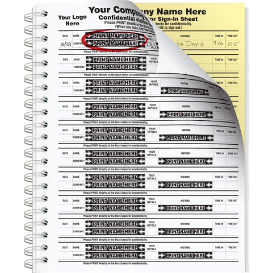 113-IM Confidential Visitor Sign-In Book with Contact Tracing