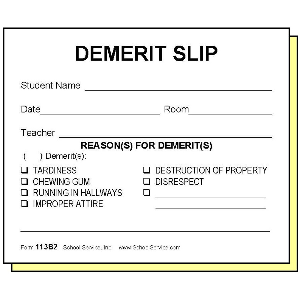 113B2 - Two-Part Demerit Slip