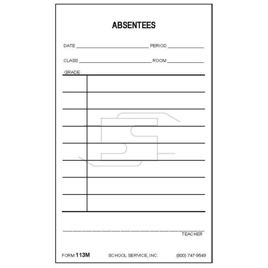 113M - Absentees 113M - Absentees