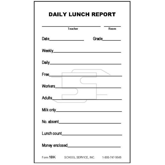 18K - Daily Lunch Report