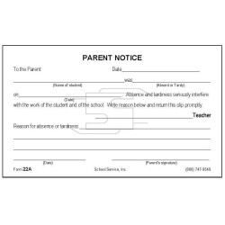 22A - Parents Notice of Absence/Tardiness