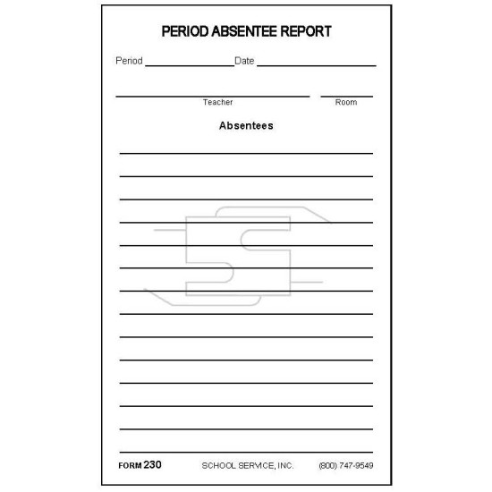 230 - Period Absentee Report 230 - Period Absentee Report