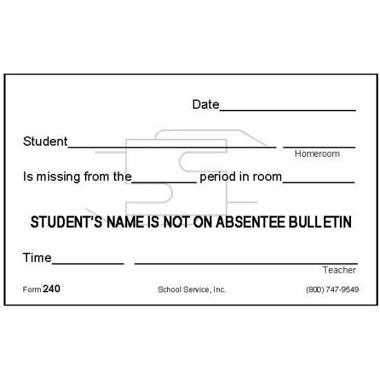 240 - Name Not on Absentee Bulletin