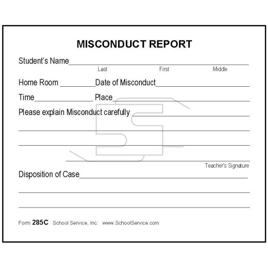 285C - Misconduct Report