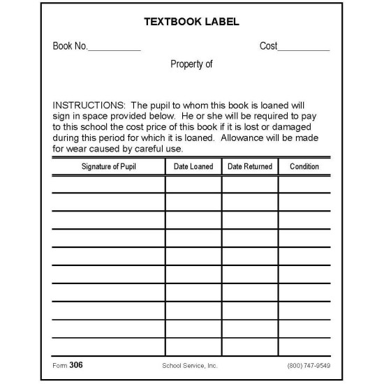 306 - Textbook Label