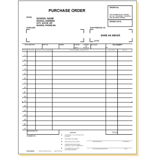 33E3SP - Three-Part Purchase Order w/Imprint & Numbering