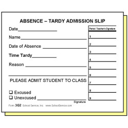 3G2 - Two-Part Absence-Tardy Admission Slip
