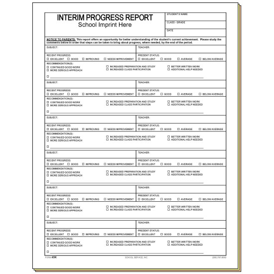 45K - Interim Progress Report w/School Imprint