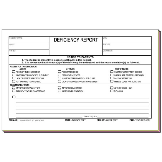 45R - Deficiency Report