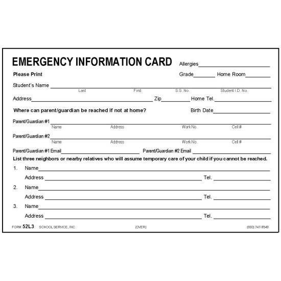 52L3 - Large Emergency Card w/Ibuprofen