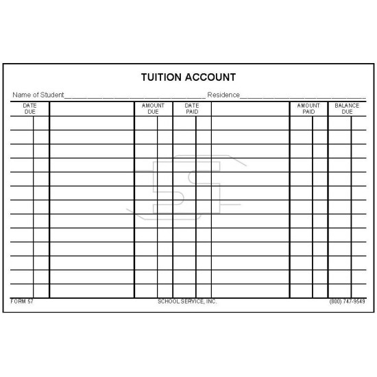 57 - Tuition Account Card 57 - Tuition Account Card