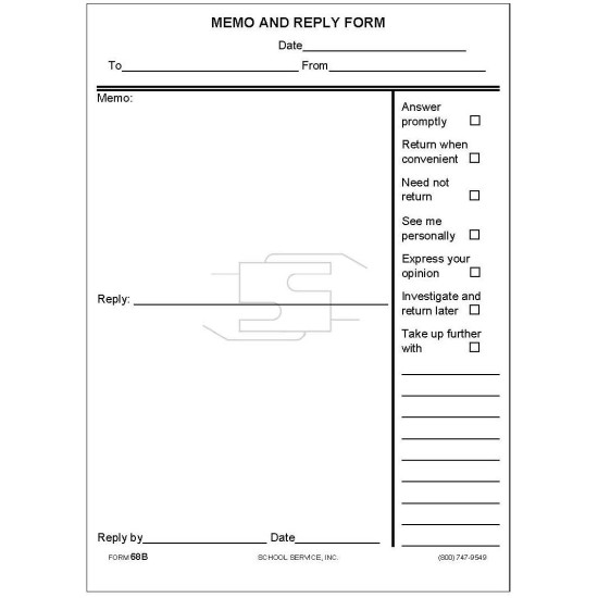 68B - Memo and Reply Form