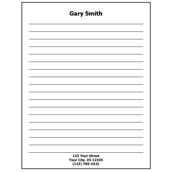68J - Lined Paper Personalized Note Pad w/Name & Address