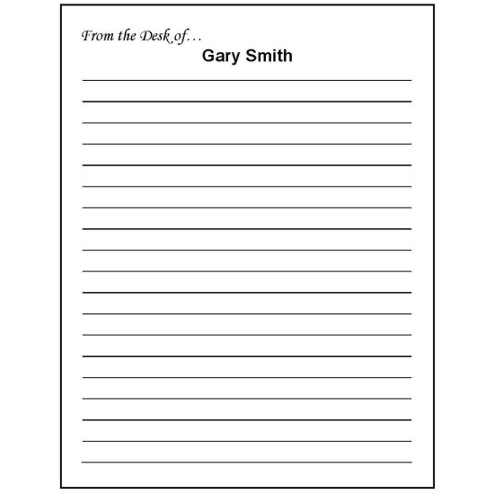 68W - Lined Paper From the Desk of Personalized Note Pad