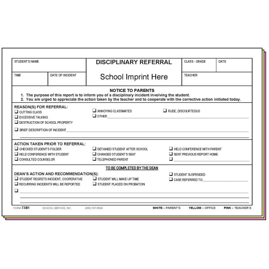 73B1 - Disciplinary Referral w/School Imprint