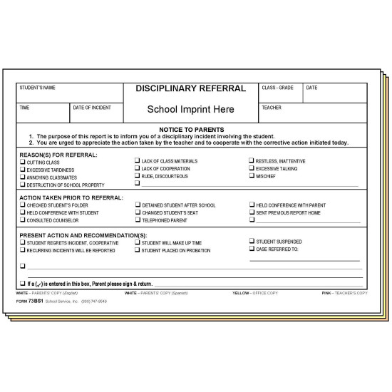 73BS1 - Disciplinary Referral - Bilingual