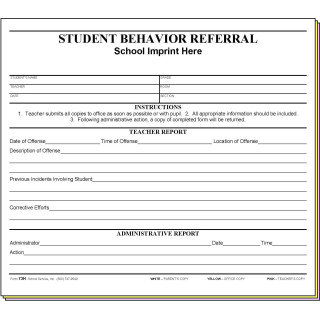 73H Student Behavior Referral w/School Imprint
