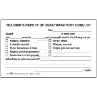 78A - Teacher's Report of Unsatisfactory Conduct