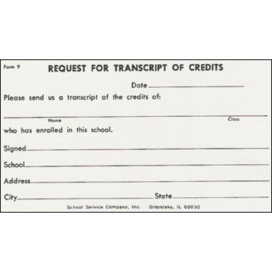 9 - Request for Transcript of Credits 9 - Request for Transcript of Credits
