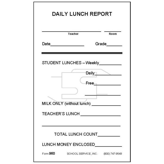 960 - Daily Lunch Report