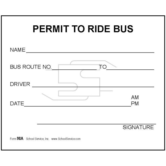 98A - Permit to Ride Bus