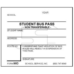 98D - Student Bus Pass