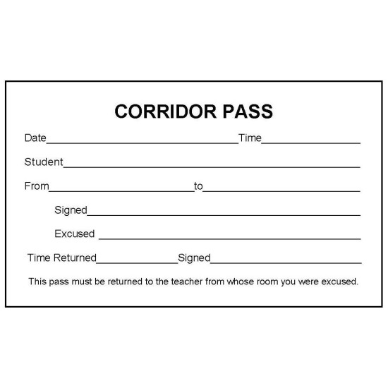 B100 - Corridor Pass Book