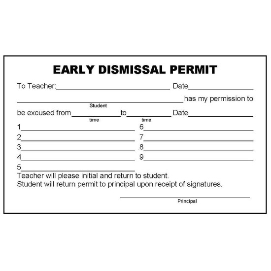 B19 - Early Dismissal Permit Book